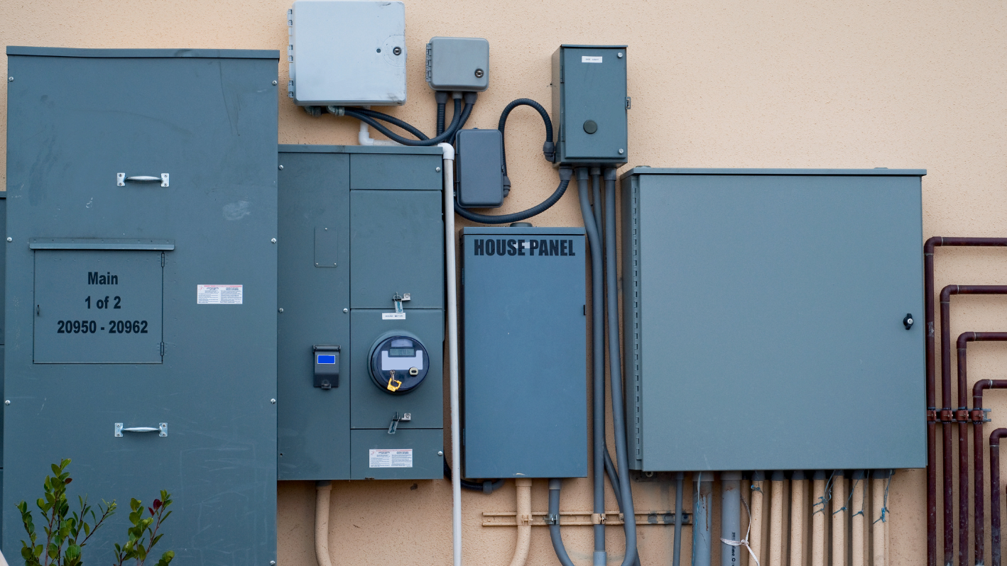 A group of electrical equipment mounted to a wall